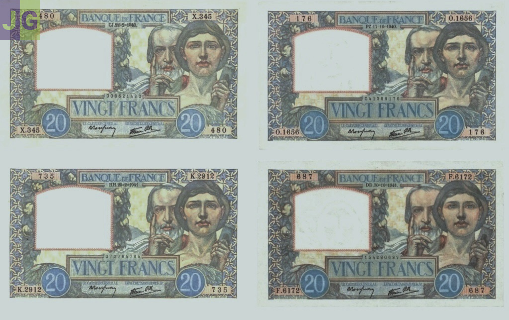 F 12 LOT  DE 8 BILLETS 20 F SCIENCES