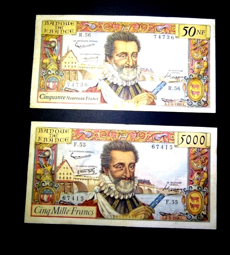 F 58 f 49 --- lot 2 billets henri IV SPL