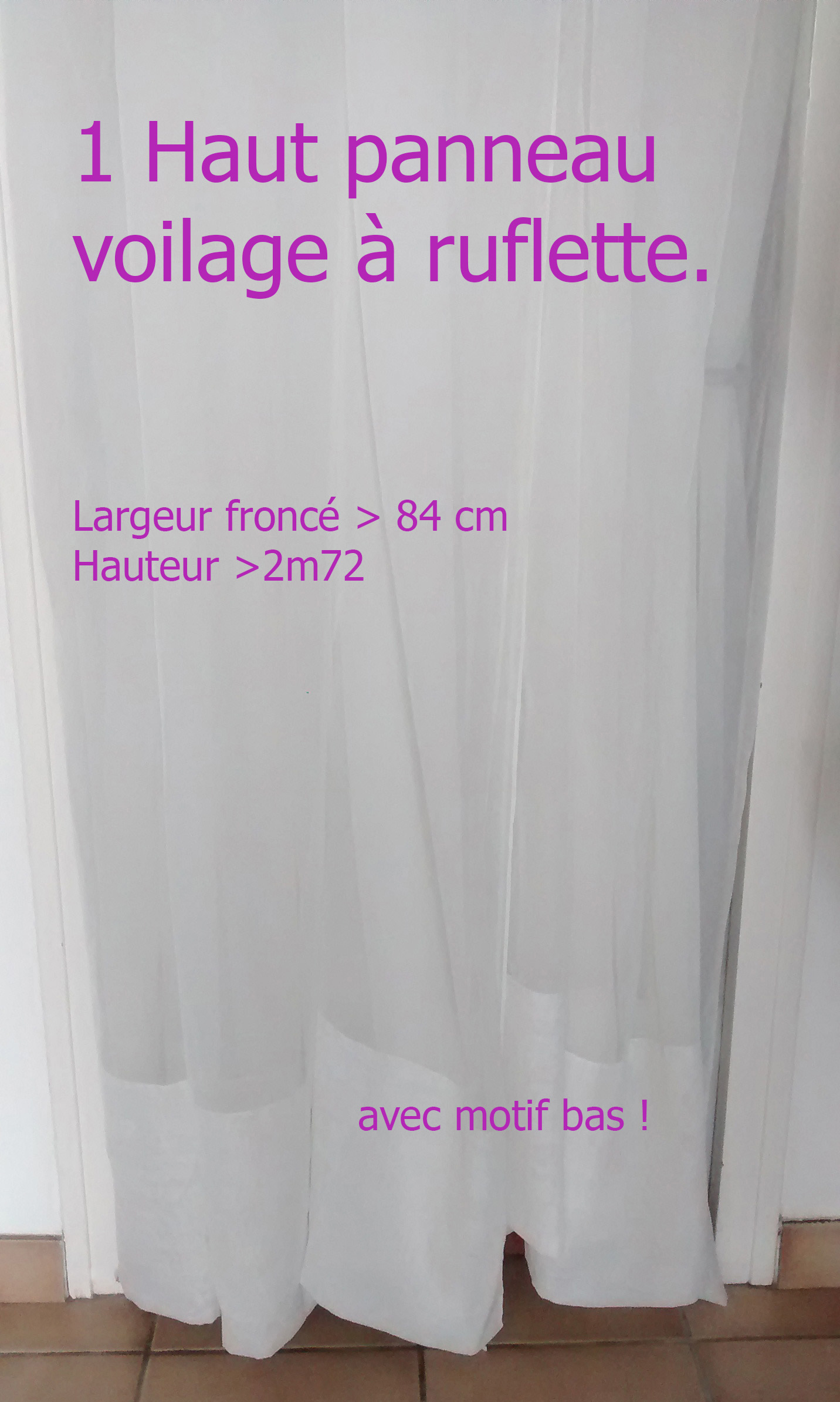 1 Rideau-Voilage blanc avec motifs bas