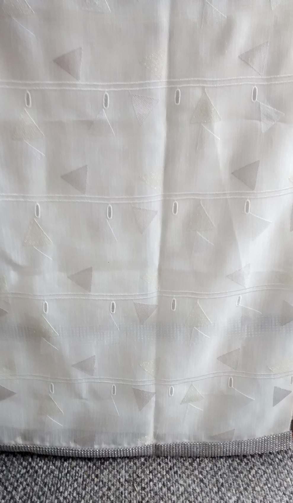 6 rideaux blancs 57X160 - bas avec strass