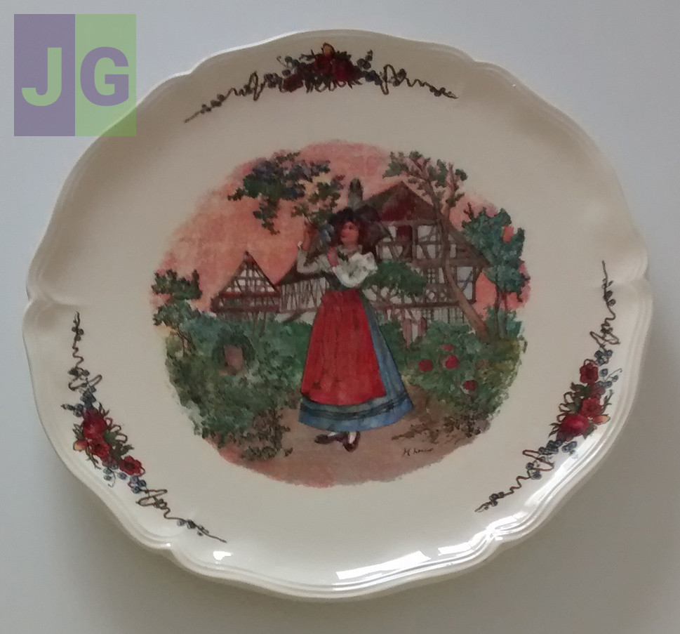 Plat à tarte Ø 34,5 cm. Obernai France Faïenceries Sarreguemines.